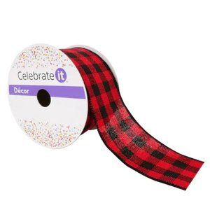 Celebrate It 'buffalo check' jumbo wired Ribbon
